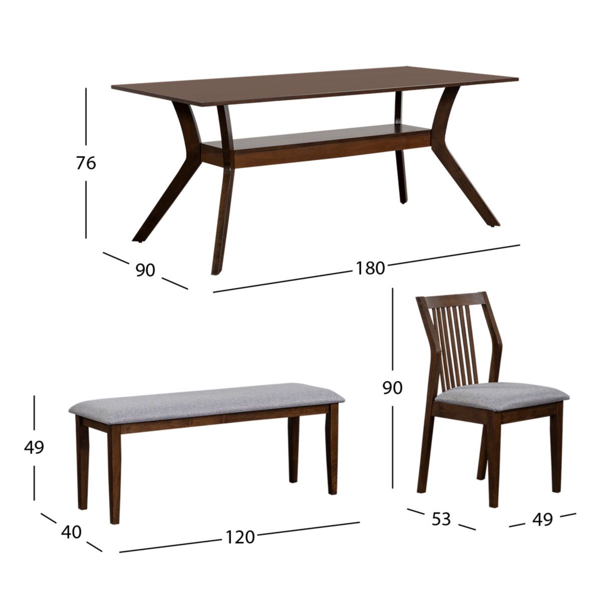 Comedor Rectangular Nahia Gris 6 Piezas