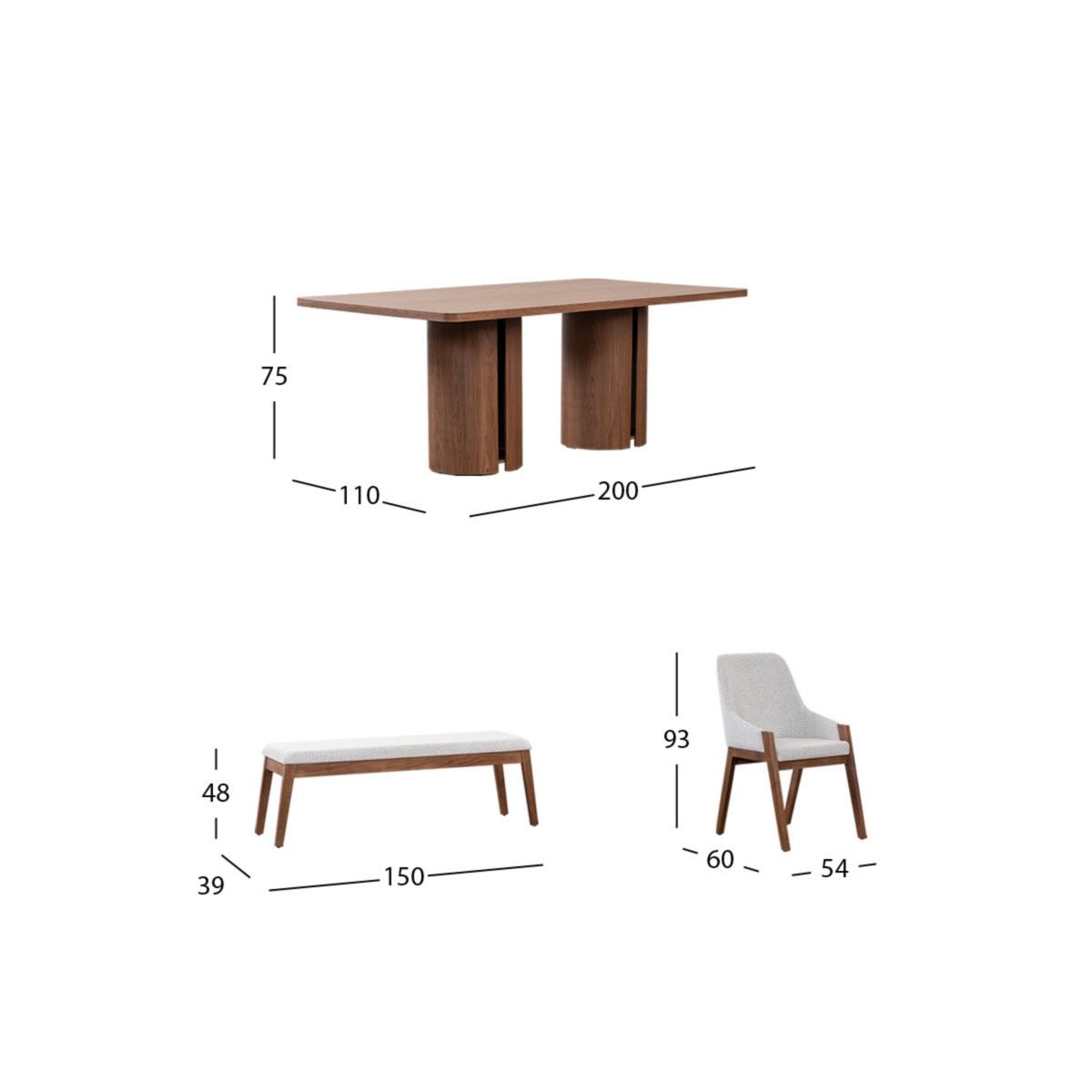 Comedor Rectangular Abu Dabi Café 6 Piezas