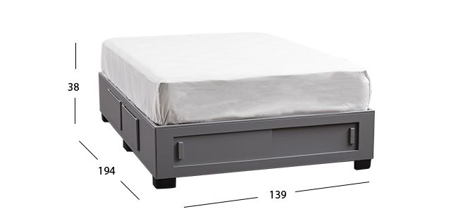 Base De Cama Cajonera Matrimonial Koren Gris