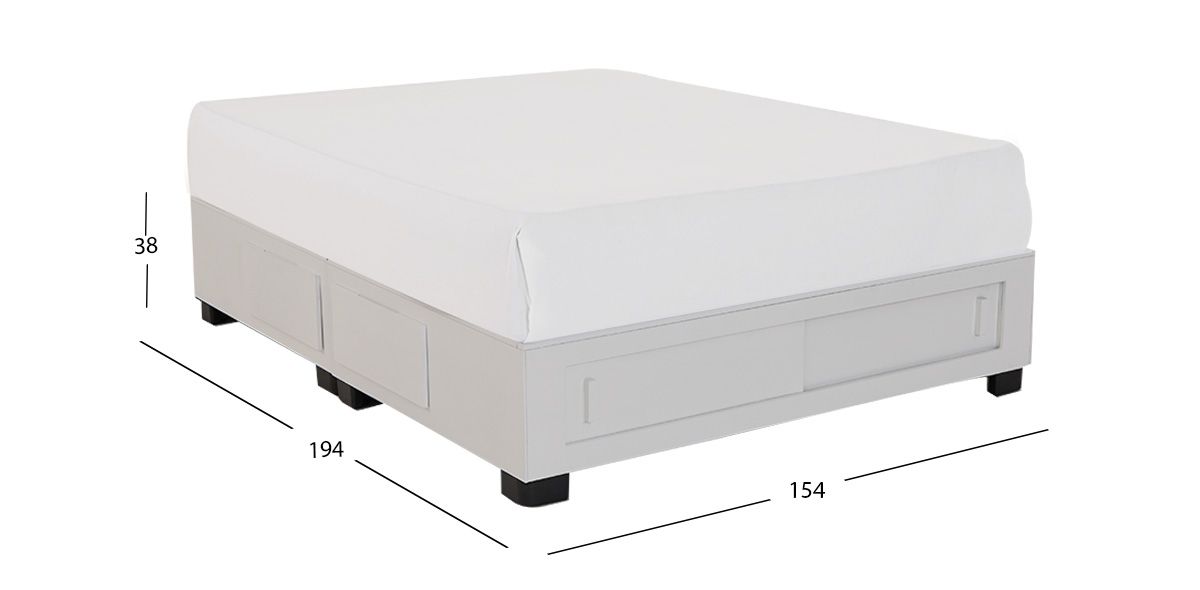 Base De Cama Cajonera Queen Size Koren Blanco
