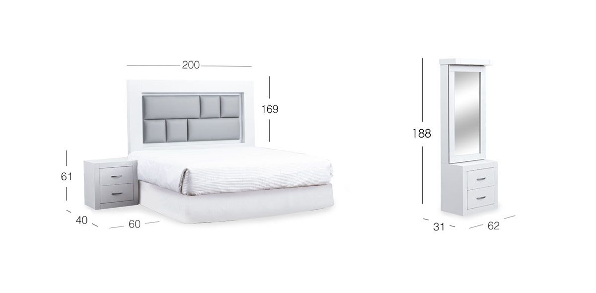 Recámara King Size Bali Vintage Blanco 5 Piezas
