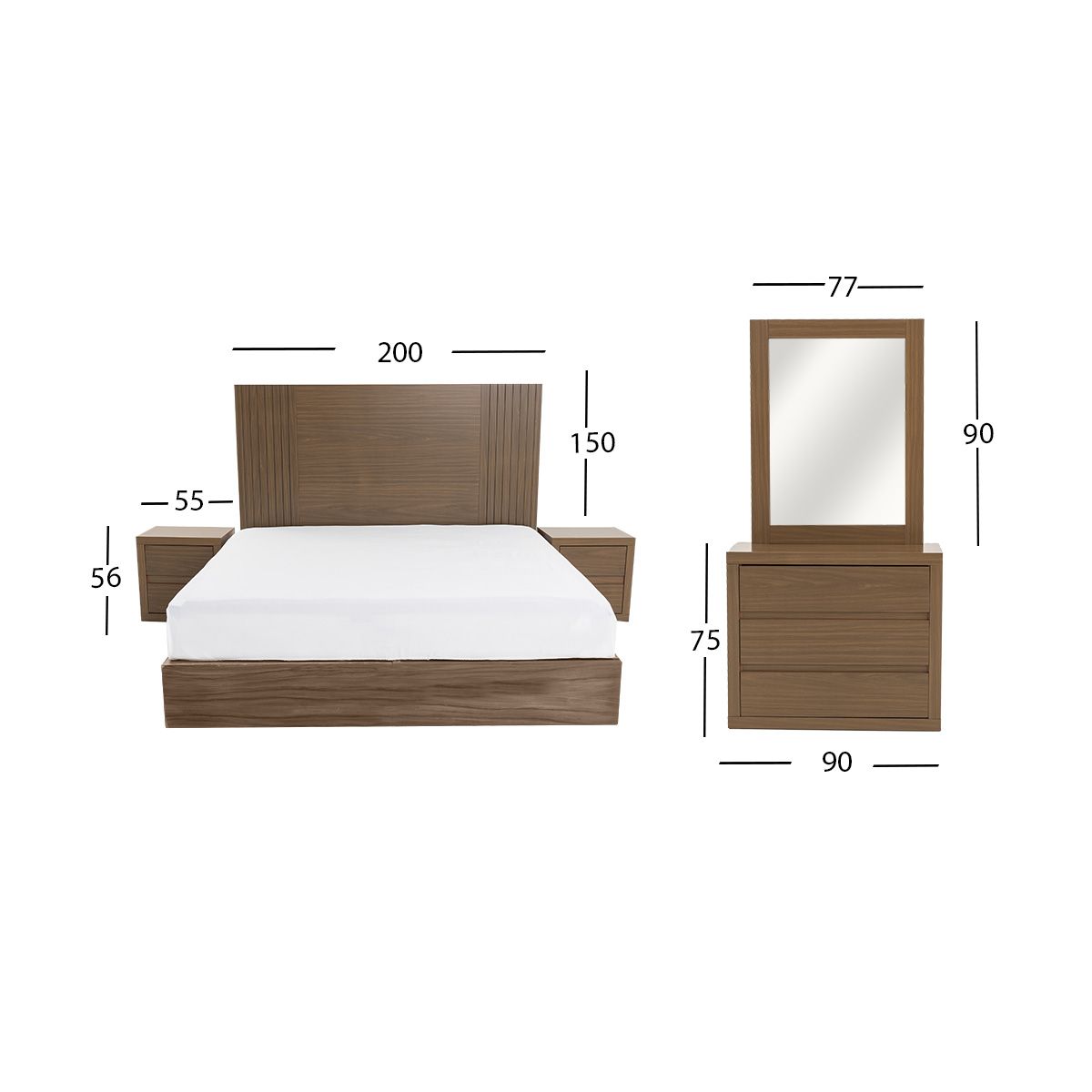 Recámara King Size Beluga Café 5 Piezas