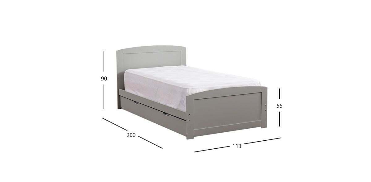 Cama Individual Con Cama Baja Tommy II Gris