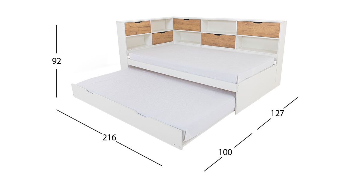 Cama Individual Con Cama Baja Individual Tian Blanco