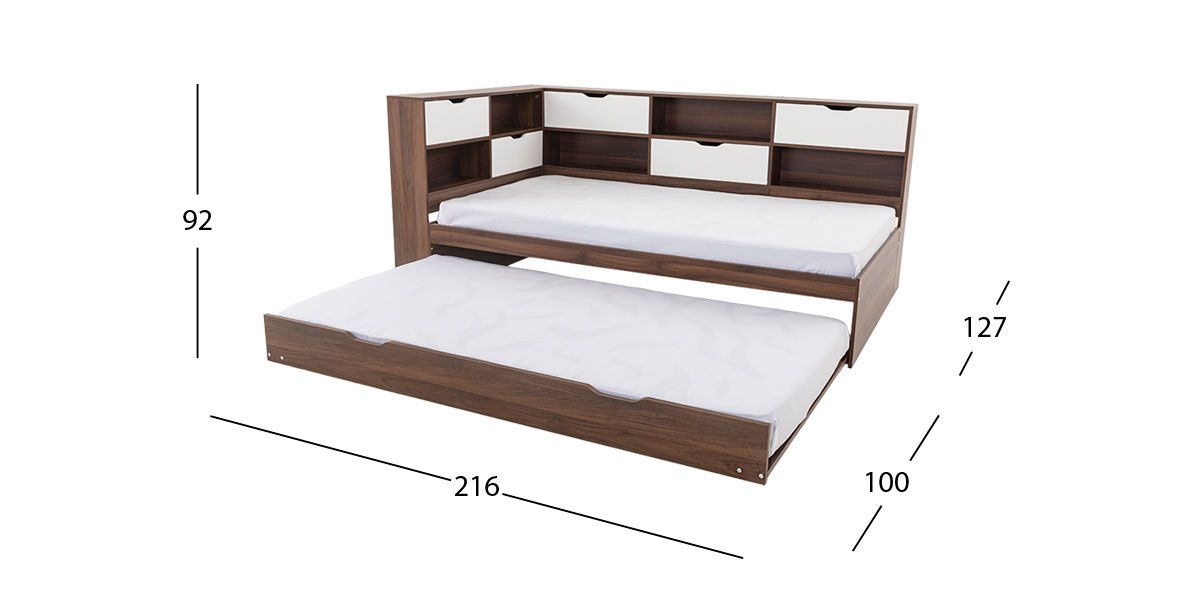 Cama Individual Con Cama Baja Individual Tian Café Nogal