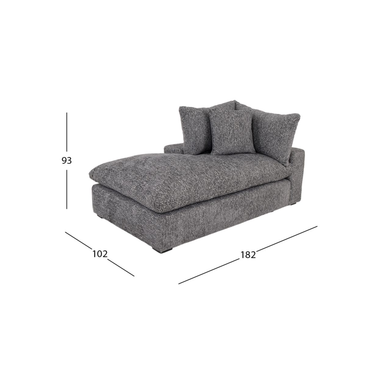 Sillón Largo Brazo Izquierdo Luccini Gris Charcoal