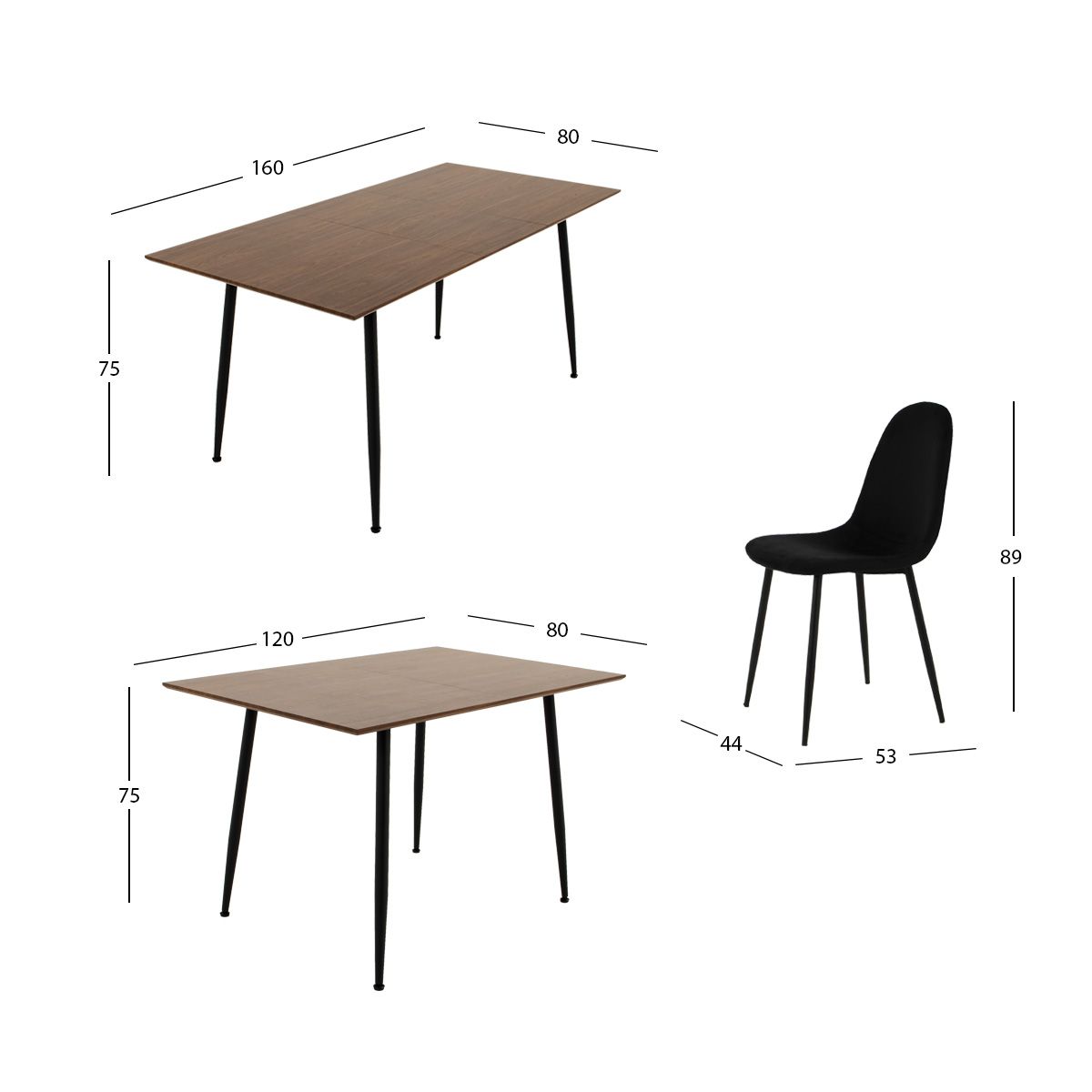 Comedor Con Extensión Camargo Negro 7 Piezas