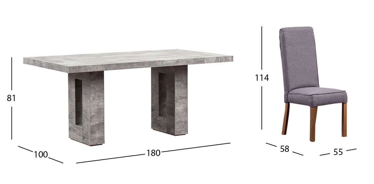 Comedor Rectangular Luxor Con Sillas Luxury Gris 7 Piezas