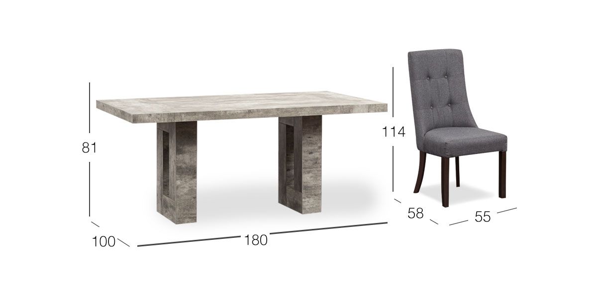 Comedor Rectangular Luxor Gris 7 Piezas