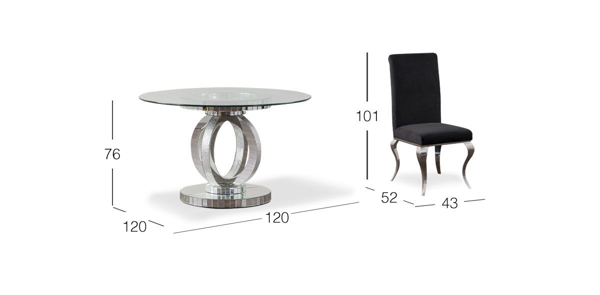 Comedor Redondo Genesis Con Sillas Elenor Negro 5 Pzs