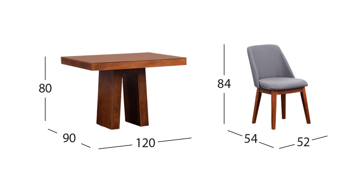 Comedor Odette PL Con Sillas Olaf Gris 5 Pzs