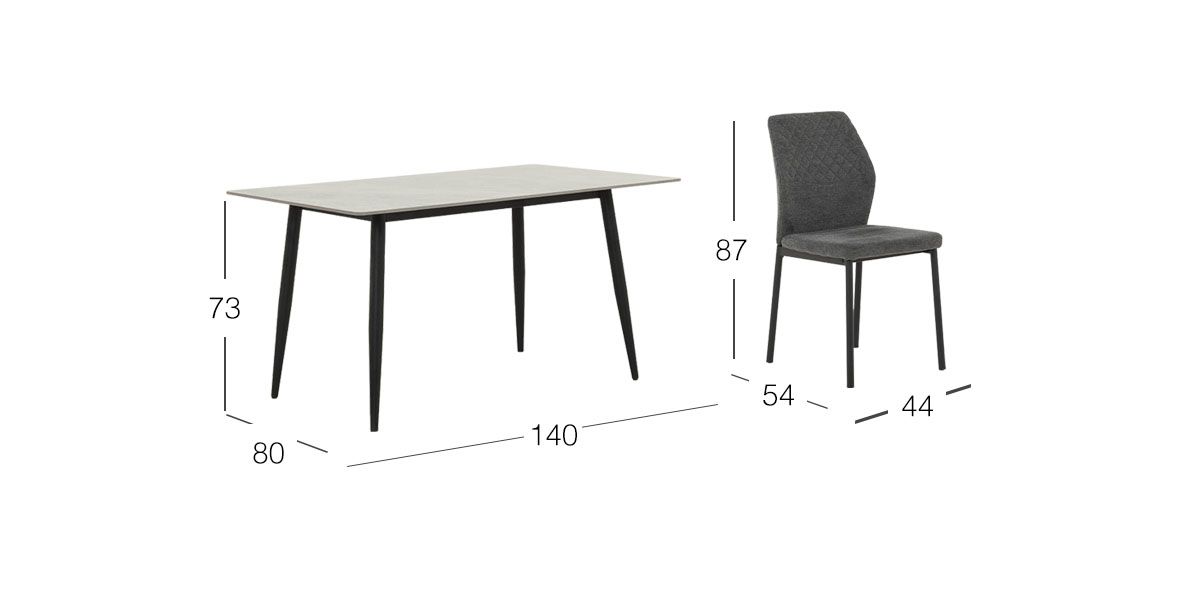 Comedor 140 X 80 Cm Arista Gris Oscuro 7 Piezas