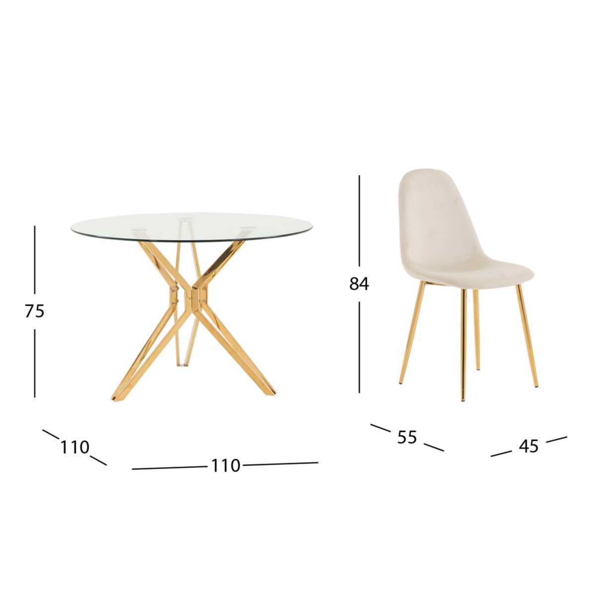 Comedor Redondo Trivor Dorado 5 Piezas