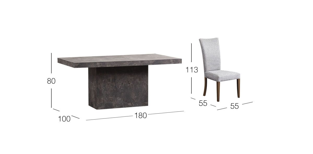 Comedor Rectangular Stone 180 Cm Con Sillas Mix Crudo Jaspe 7 Piezas