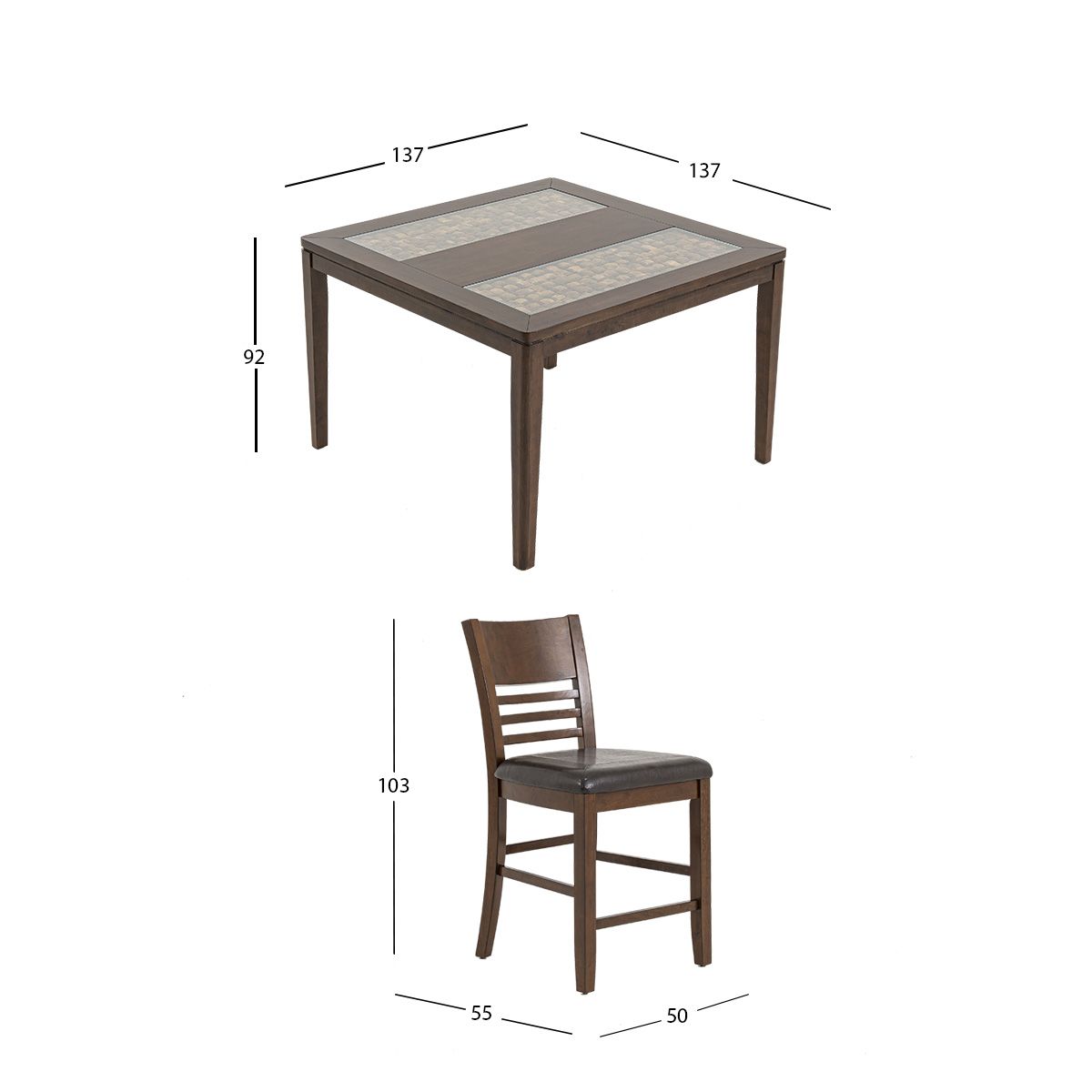 Comedor Alto Manila Acacia 7 Piezas