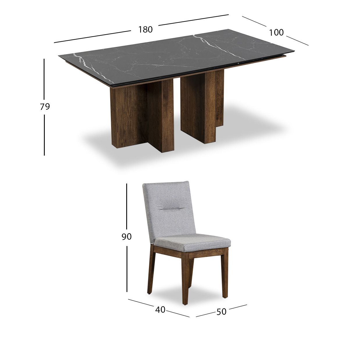 Comedor Birmania Gris 7 Piezas