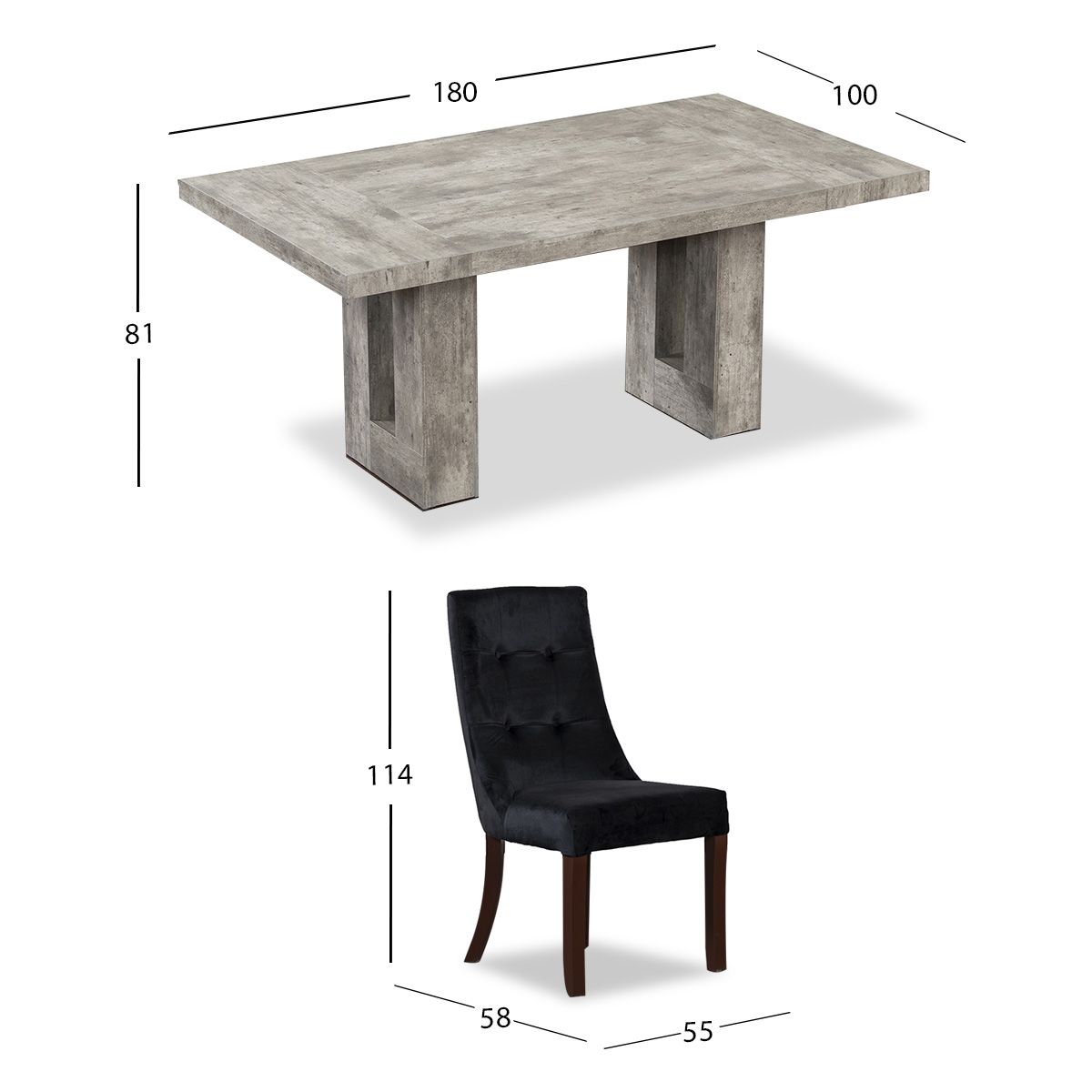 Comedor Rectangular Luxor Negro 7 Piezas