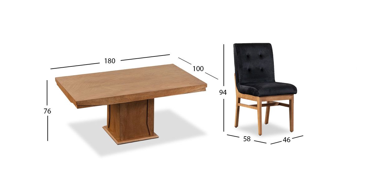 Comedor Margot Con Sillas Invictus Negro 7 Piezas