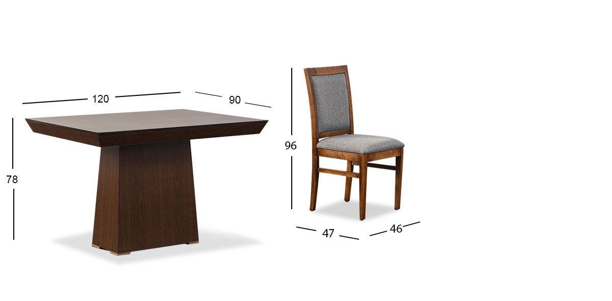 Comedor De 120 CM Montreal Gris 7 Piezas