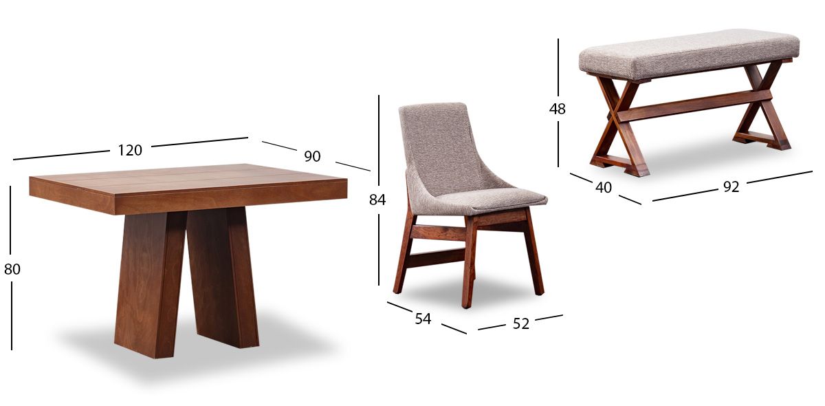 Comedor Odette PL Con Sillas Y Banca Beige 5 Piezas
