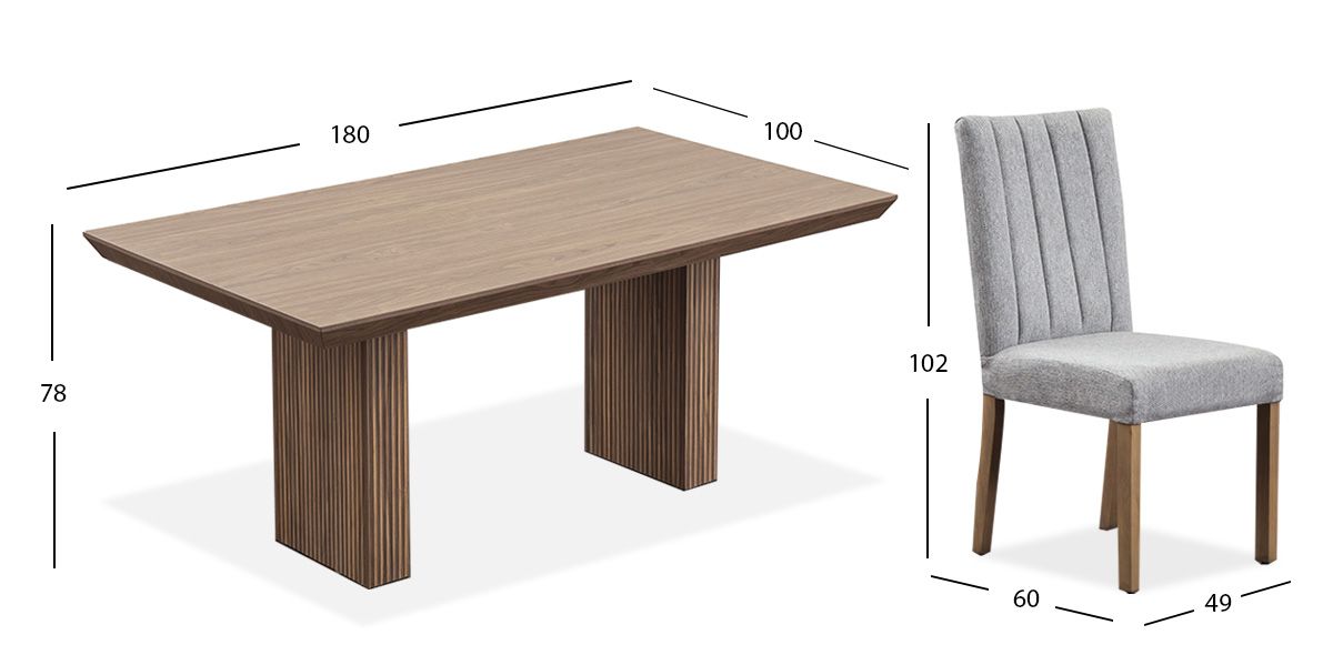 Comedor Rectangular Vanila Gris 7 Piezas