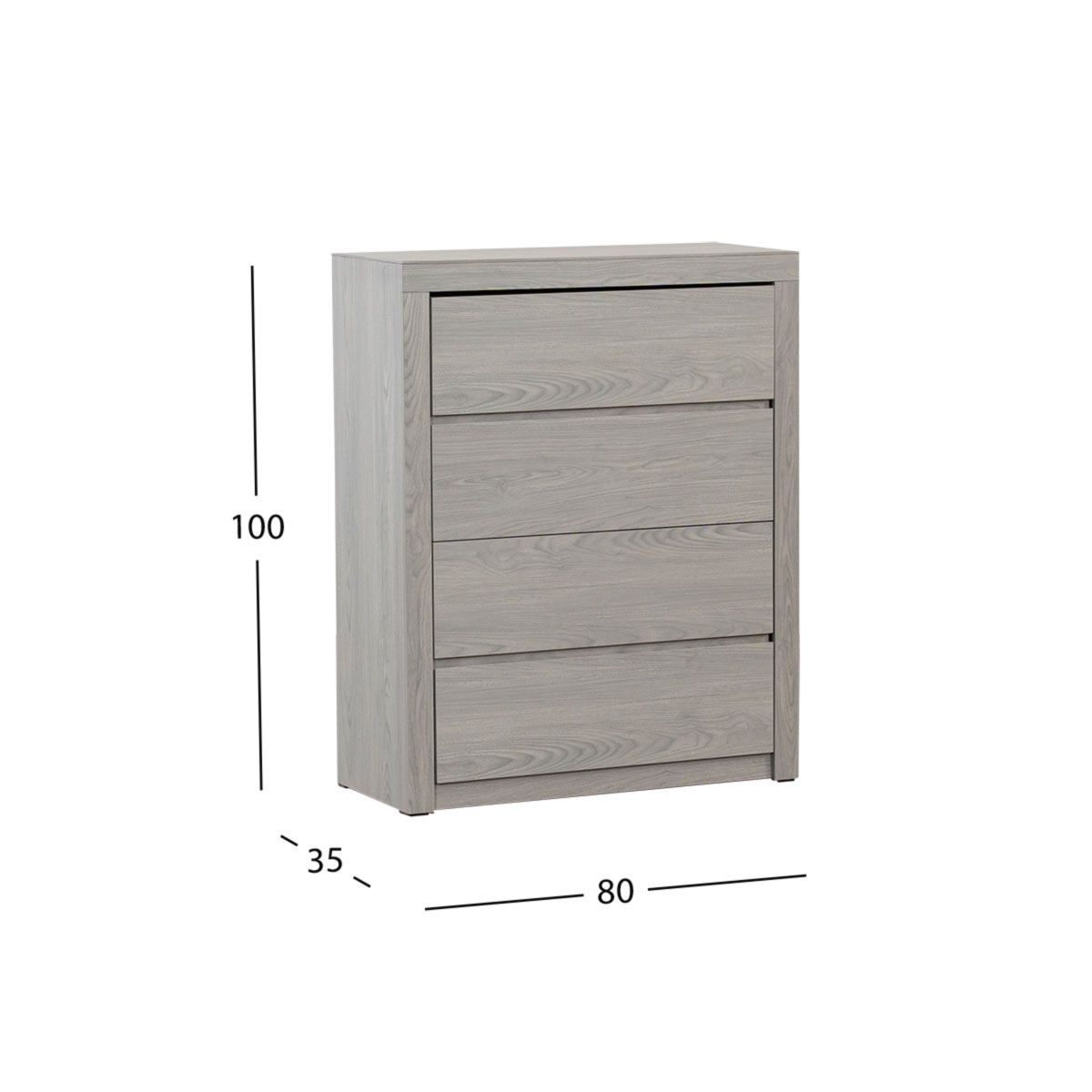 Cómoda Vertical 4 Cajones Marbella Gris