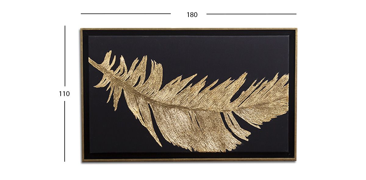 Cuadro Decorativo Pluma Dorada Oro