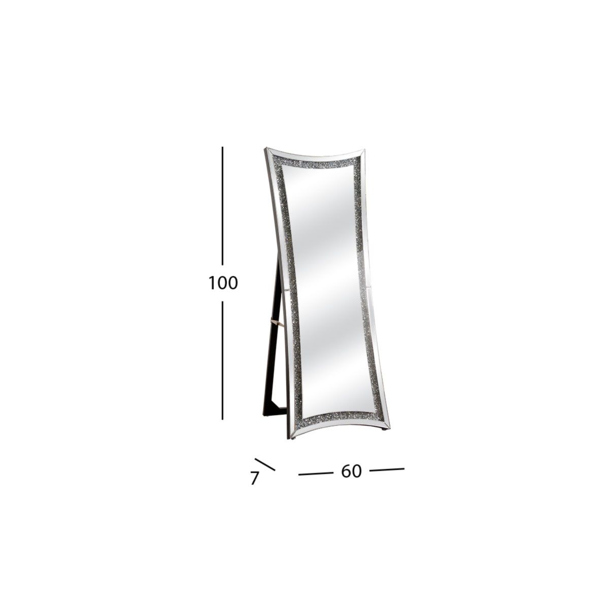 Espejo De Piso Con Sistema De Luz Led Cristal Crush Plata