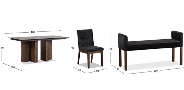 Comedor Birmania Con Sillas Y Banca Negro 6 Piezas