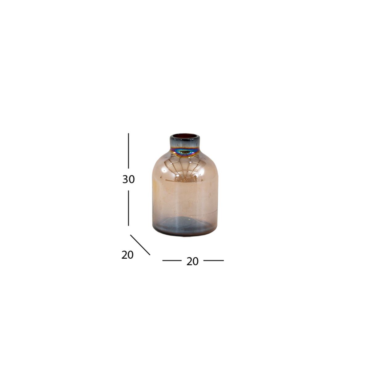 Jarrón Decorativo Balero Cristal Zirconia Café Chico