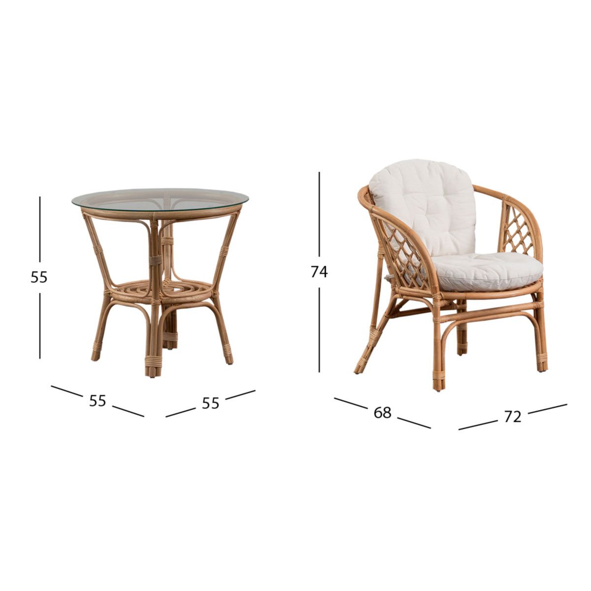 Juego De Jardín Rattan Bahama Terrace Set 3 Piezas