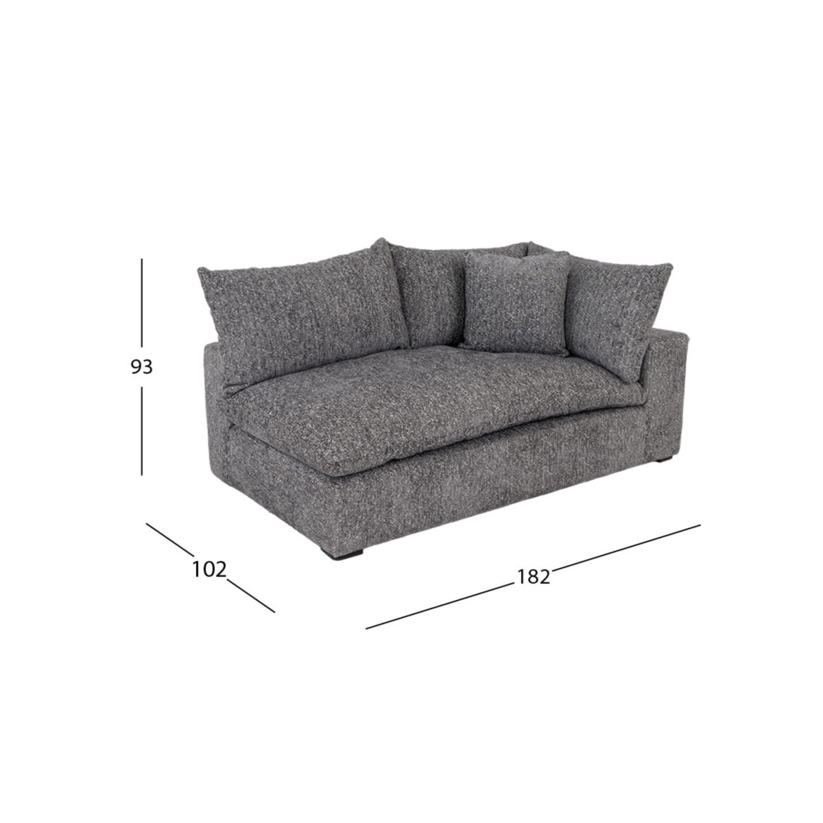 Sofá 2 Plazas Brazo Derecho Luccini Gris Charcoal