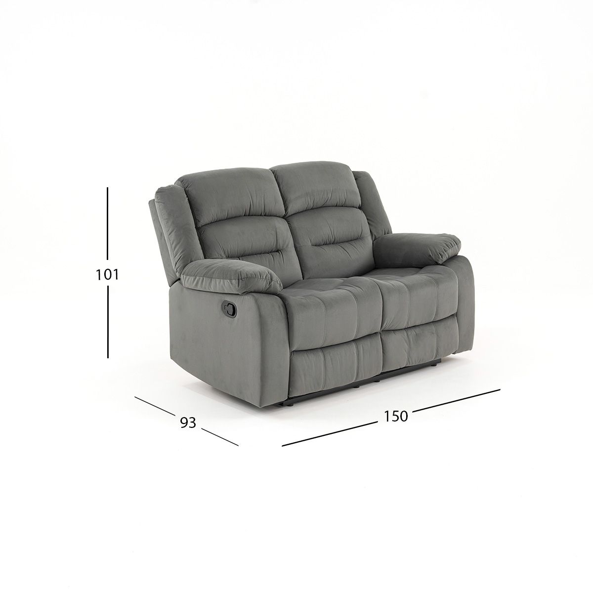 Sofá 2 Plazas Con 2 Reclinables Melbury Gris