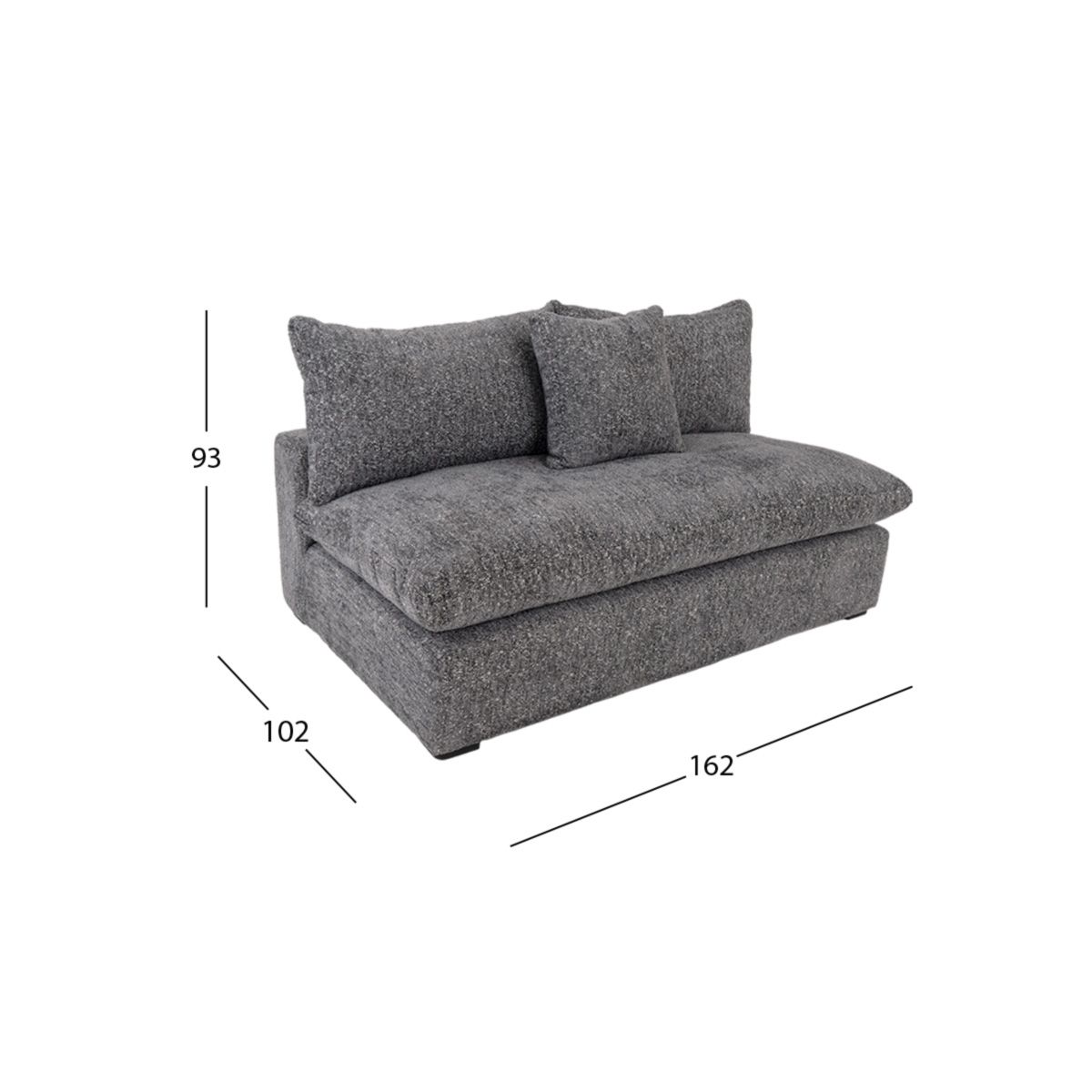 Sofá 2 Plazas Sin Brazos Luccini Gris Charcoal