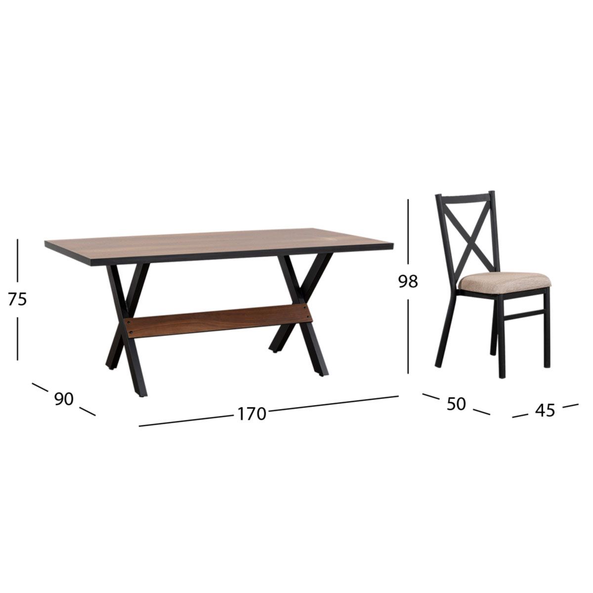 Comedor Rectangular Romeo Negro/Parota 7 Piezas