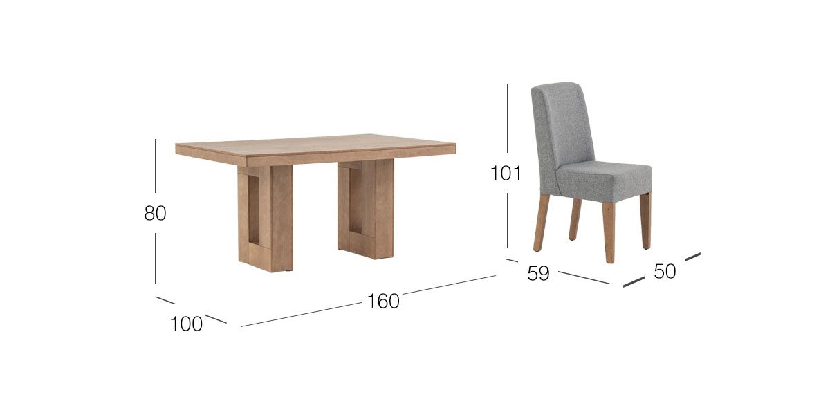 Comedor Rectangular Minnesota Gris 7 Piezas 