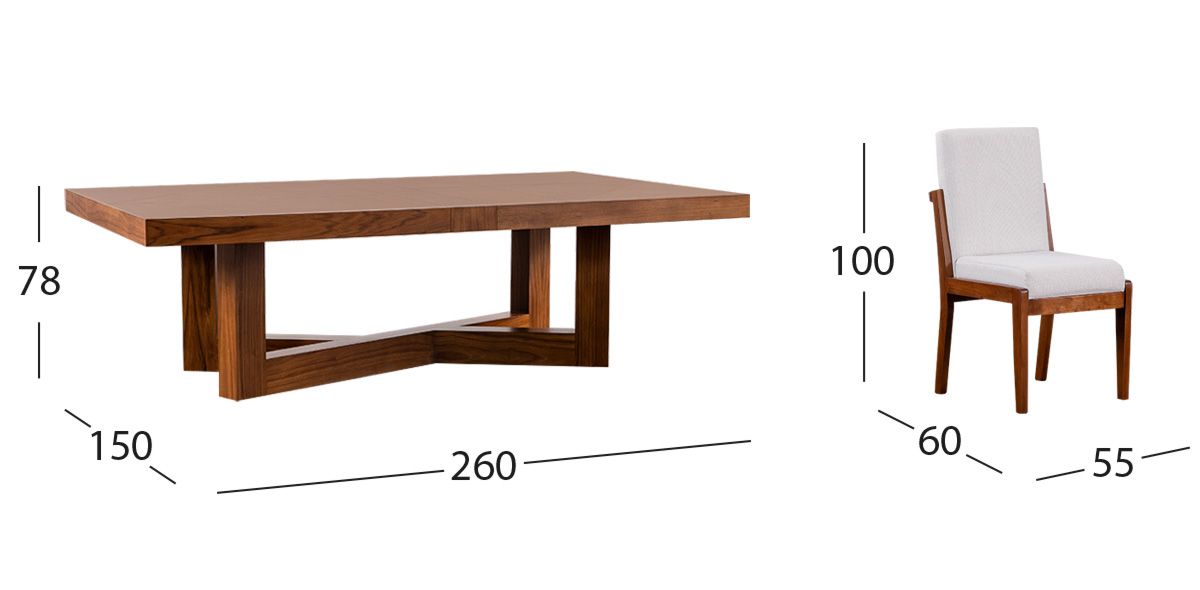 Comedor Rectangular Creta Con Sillas Blanco Winter 260 Cms