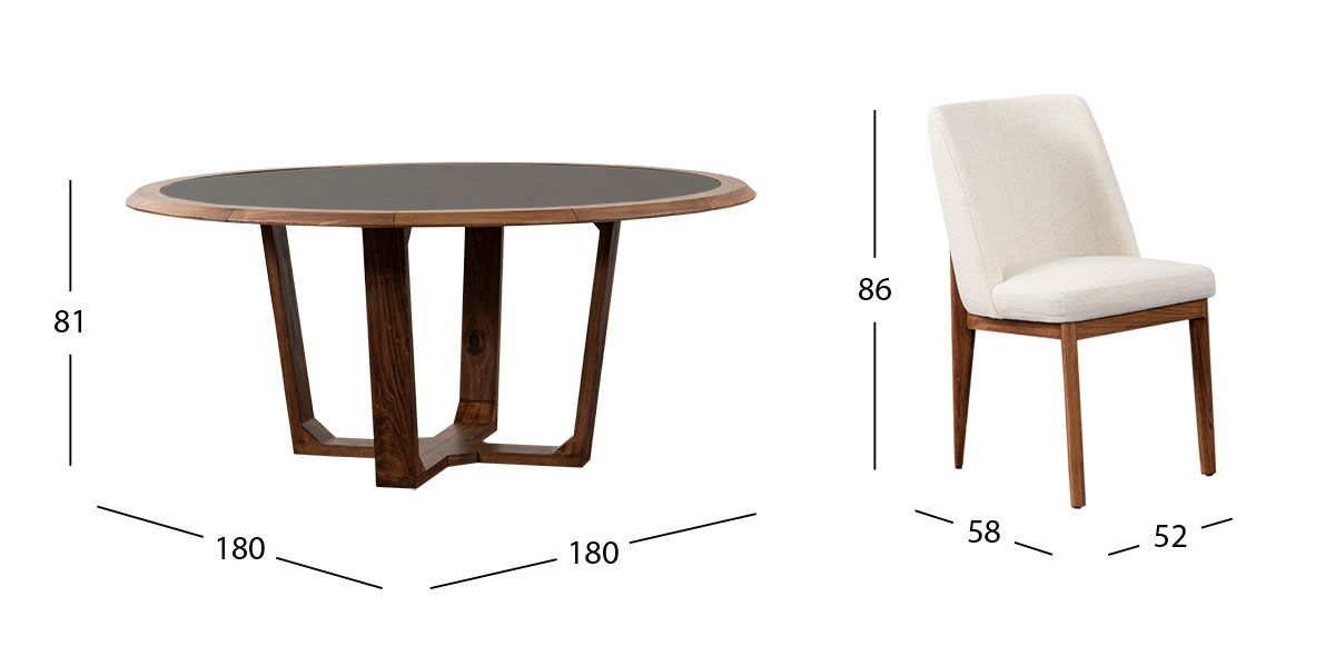 Comedor Redondo 180 Cm Irlanda Blanco 7 Piezas