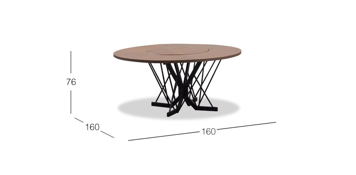 Mesa Comedor Redondo 160 Cm Piastri Café