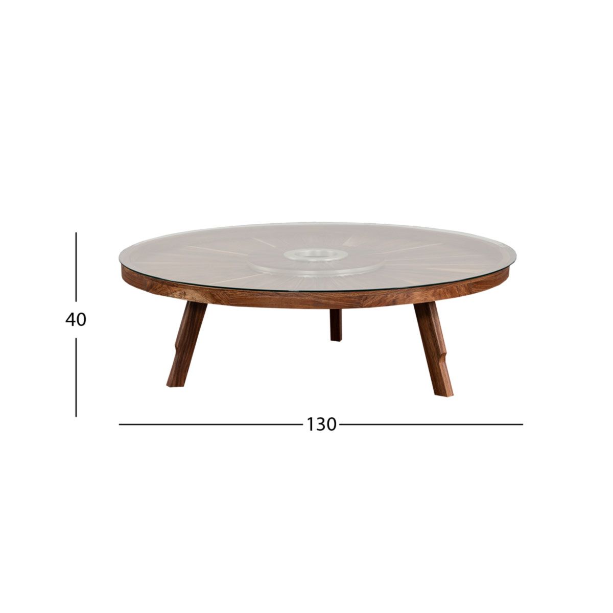 Mesa De Centro Redonda Madera Natural Dinka Café