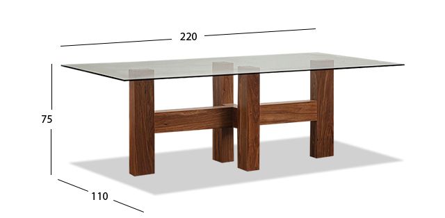 Mesa Comedor Cristal 220 x 110 Cm Rectangular Praga