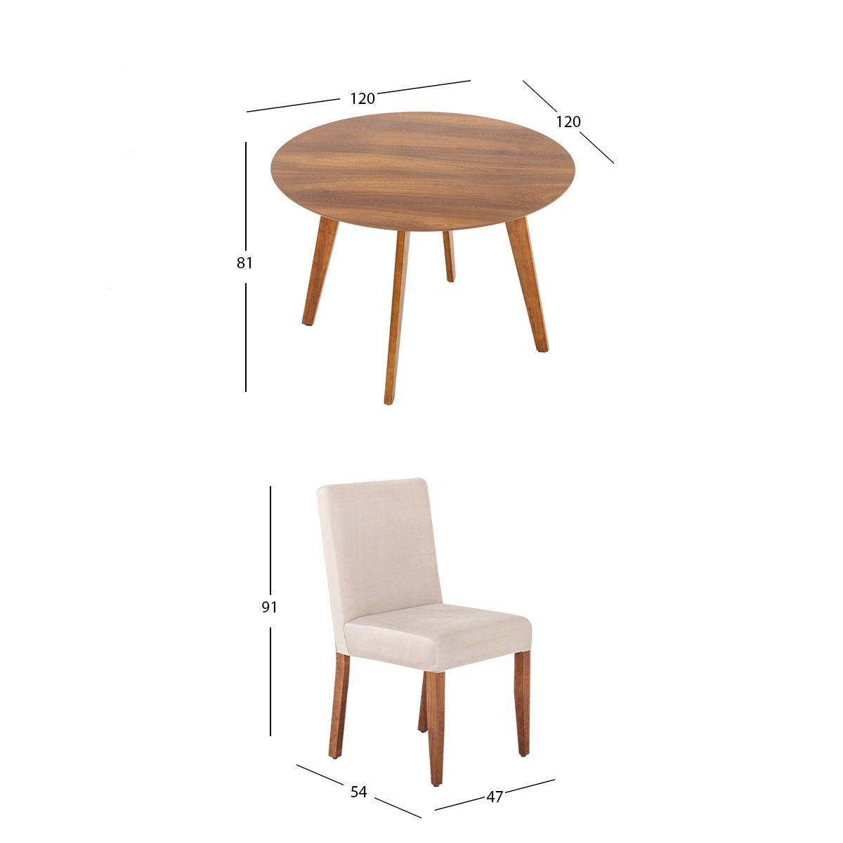 Comedor Redondo Marbella Con Sillas Alessia Beige 5 Piezas