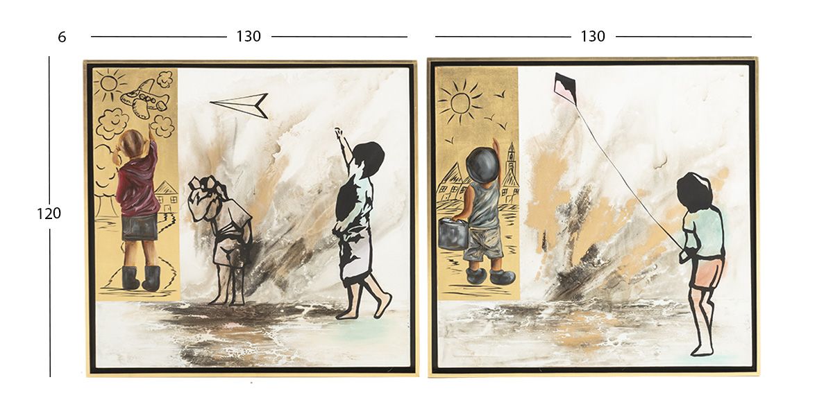 Cuadro Decorativo Children CL Dorado 2 Piezas