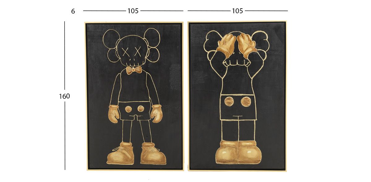 Cuadro Decorativo Kaos CL Negro 2 Piezas