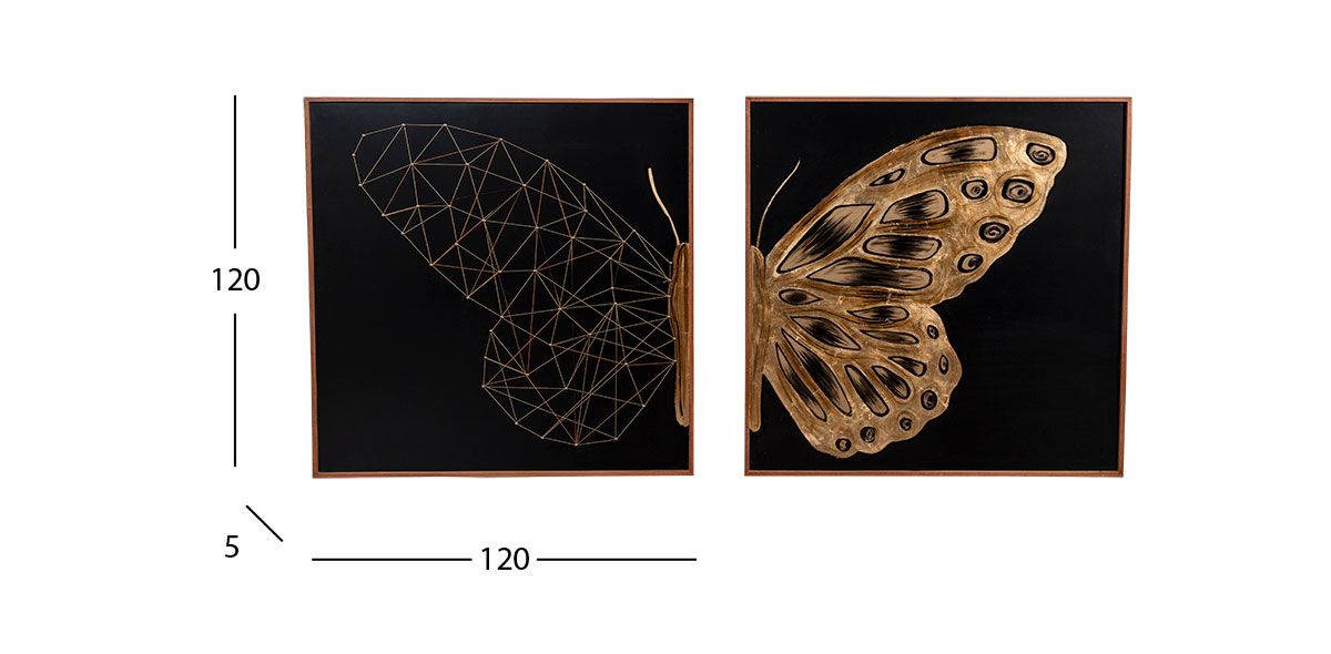 Cuadro Decorativo Al Oleo Mariposa CL Dorado