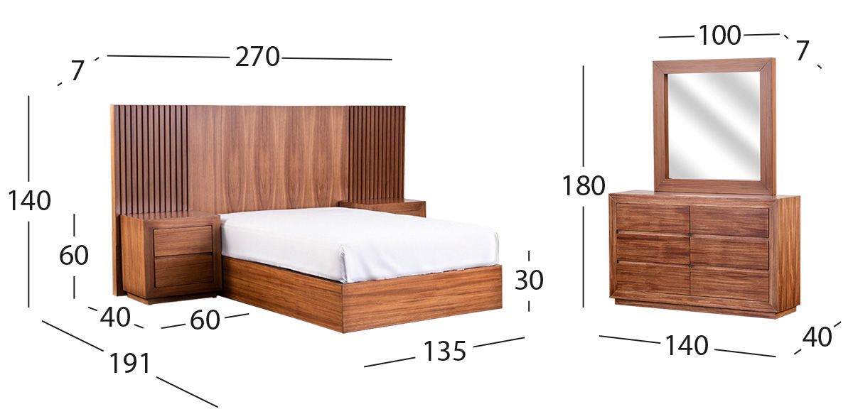 Recámara Matrimonial Citara Nogal 5 Piezas