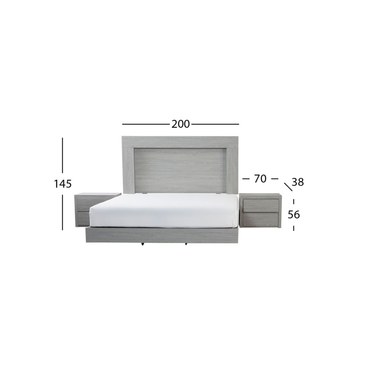 Recámara King Size Marbella Gris 3 Piezas