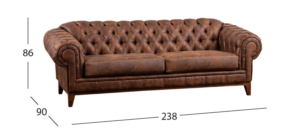 Sofá 3 Plazas Bonded Leather Begonia Café