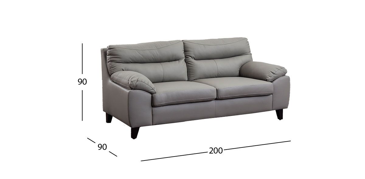 Sofá 3 Plazas Piel Match Bolton Gris P