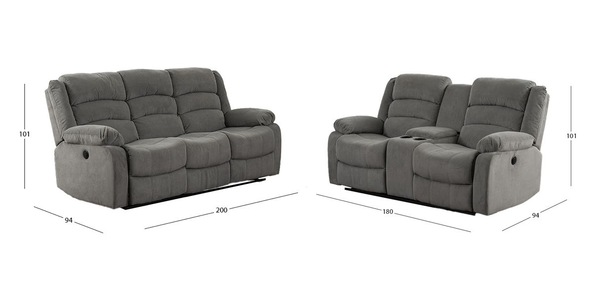 Sala Con Reclinables Eléctricos Sedona Gris